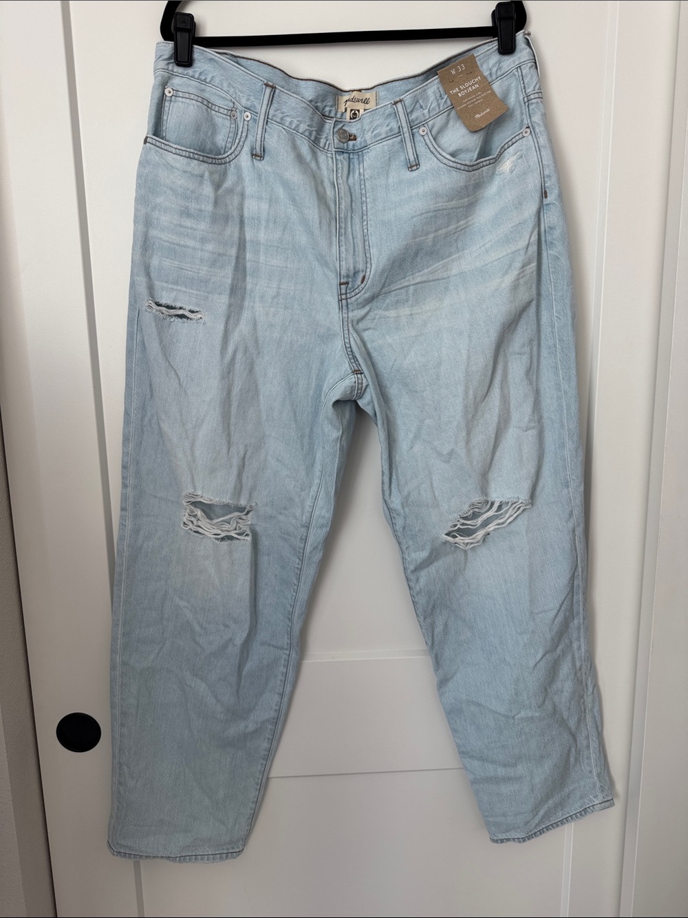 NWT Madewell Slouchy Distressed Boyjean in Light Wash